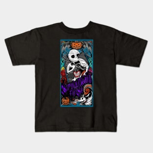 Simply Meant To Be Jack and Sally, the nightmare before Christmas, jack skellington, halloween, pumpkin king Kids T-Shirt